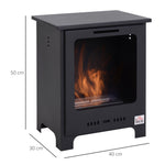 Cheminée bioéthanol sur Pieds brûleur 0,9 L, 3h de durée de combustion Style néo-rétro poêle dim. 40L x 30l x 50H cm Couverture 20-25 m² Noir