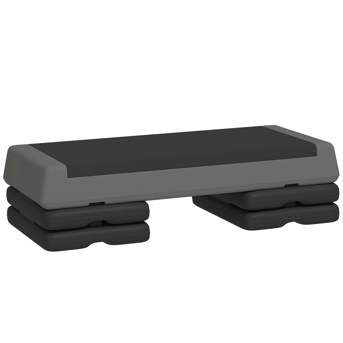 Stepper Fitness Aérobic 3 Niveaux, Hauteur Réglable 10,5/15,5/20,5 cm, Surface Antidérapante, Capacité 250 kg, Gris