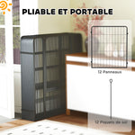 Parc pour chien, enclos chien 12 panneaux modulable et pliable, portable en acier avec porte 68 x 80 noir