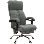 Fauteuil chaise de bureau massant chauffant inclinable avec repose-pieds intégré 5 roulettes gris