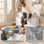 Storage chest, storage bench with flip-top lid and safety hinges, shoe bench, entryway furniture, hallway, bedroom, living room, 100 x 40 x 40 cm, white