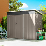 Abri de jardin en métal cabane jardin extérieure triple porte verrouillable toit incliné aérations 234x132x185cm gris