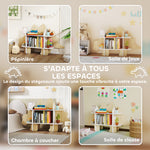Bibliothèque enfant meuble de rangement pour jouets et livres 6 compartiments 120x28x72,2cm bois naturel