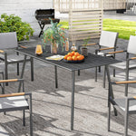 Table à manger de jardin pour 6 personnes avec plateau à lattes pour jardin, patio, terrasse, 150 x 80 x 74 cm, gris