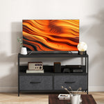 Meuble TV, meuble télé pour téléviseur jusqu'à 47 pouces avec 2 tiroirs et pieds en acier, 98 x 29 x 56 cm, gris foncé