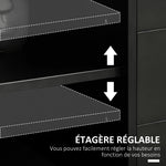 Caisson de bureau avec 5 tiroirs 1 porte étagère réglable, support imprimante sur roulettes, 78x40x66,5 cm, noir