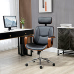 Fauteuil de bureau, chaise de bureau avec appui-tête amovible hauteur réglable et fonction de bascule, 66x65x125cm, noir