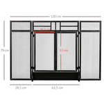 Pare-étincelles grille de protection pour cheminée pare-feu barrière de sécurité 3 volets pliables et porte 120 x 79 cm