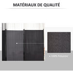 Paravent 3 panneaux dim. 2,53L x 0,5l x 1,82H m Store latéral Brise-Vue paravent sur Pied séparateur métal Polyester