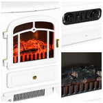 Cheminée électrique à Effet de Flamme poêle Style rétro Thermostat 950-1850 W Anti surchauffe blanc