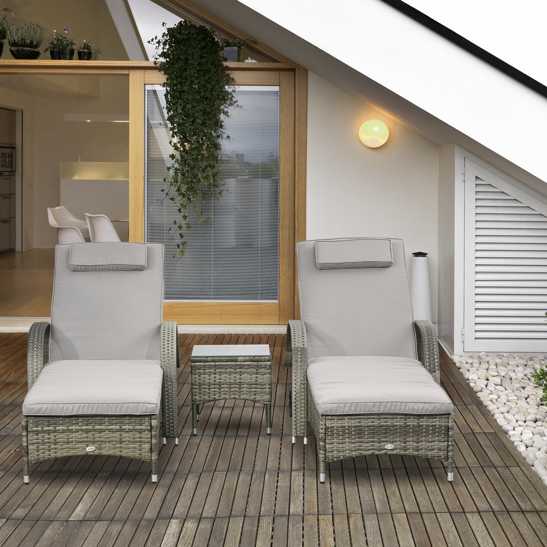 Lot de 2 transats bains de soleil : matelas, têtière, inclinaison réglable multipositions, accoudoirs