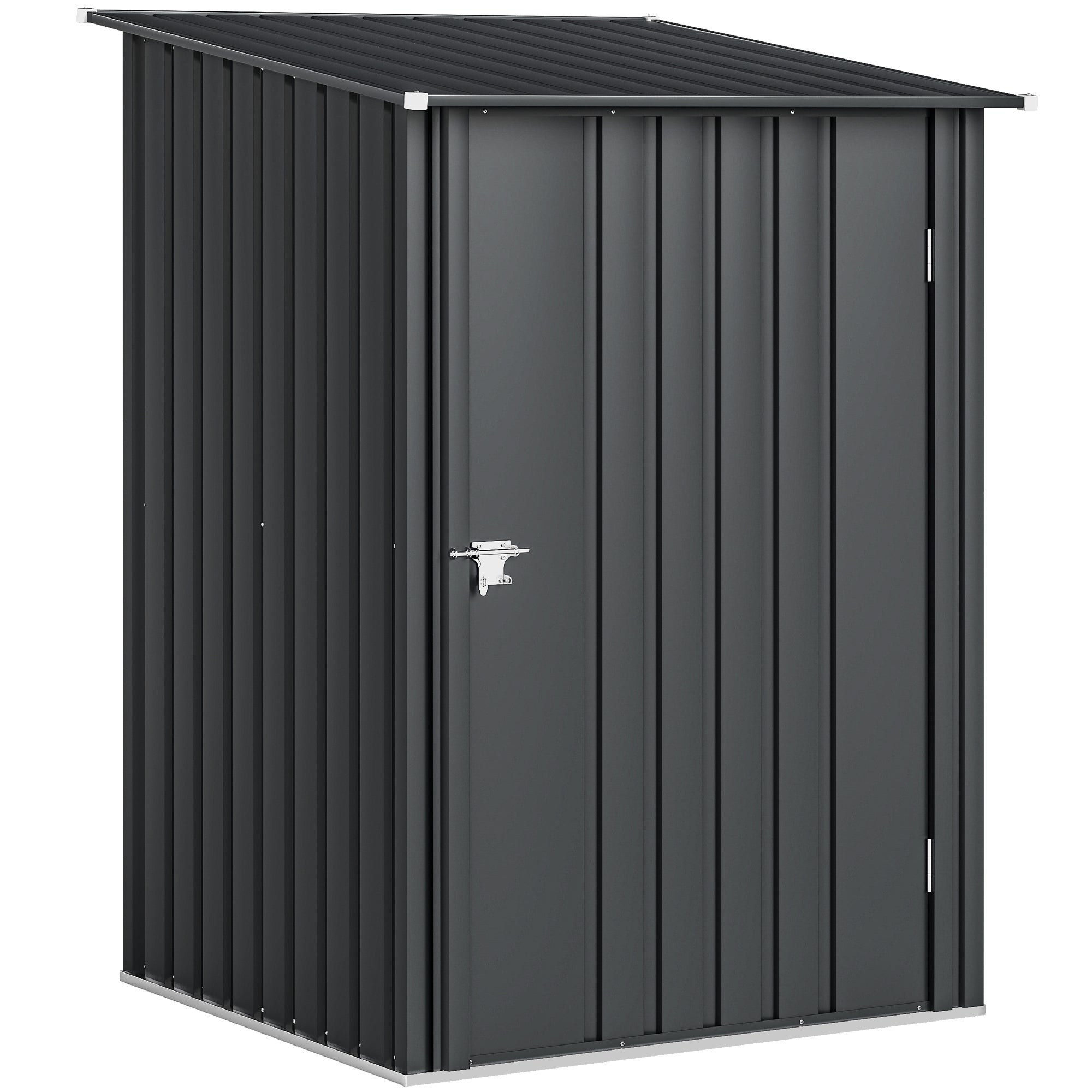 Abri de Jardin en Acier galvanisé 1m², avec Tôle Ondulée, Toit Incliné et Porte Verrouillable, 100x104x160cm, Gris Foncé