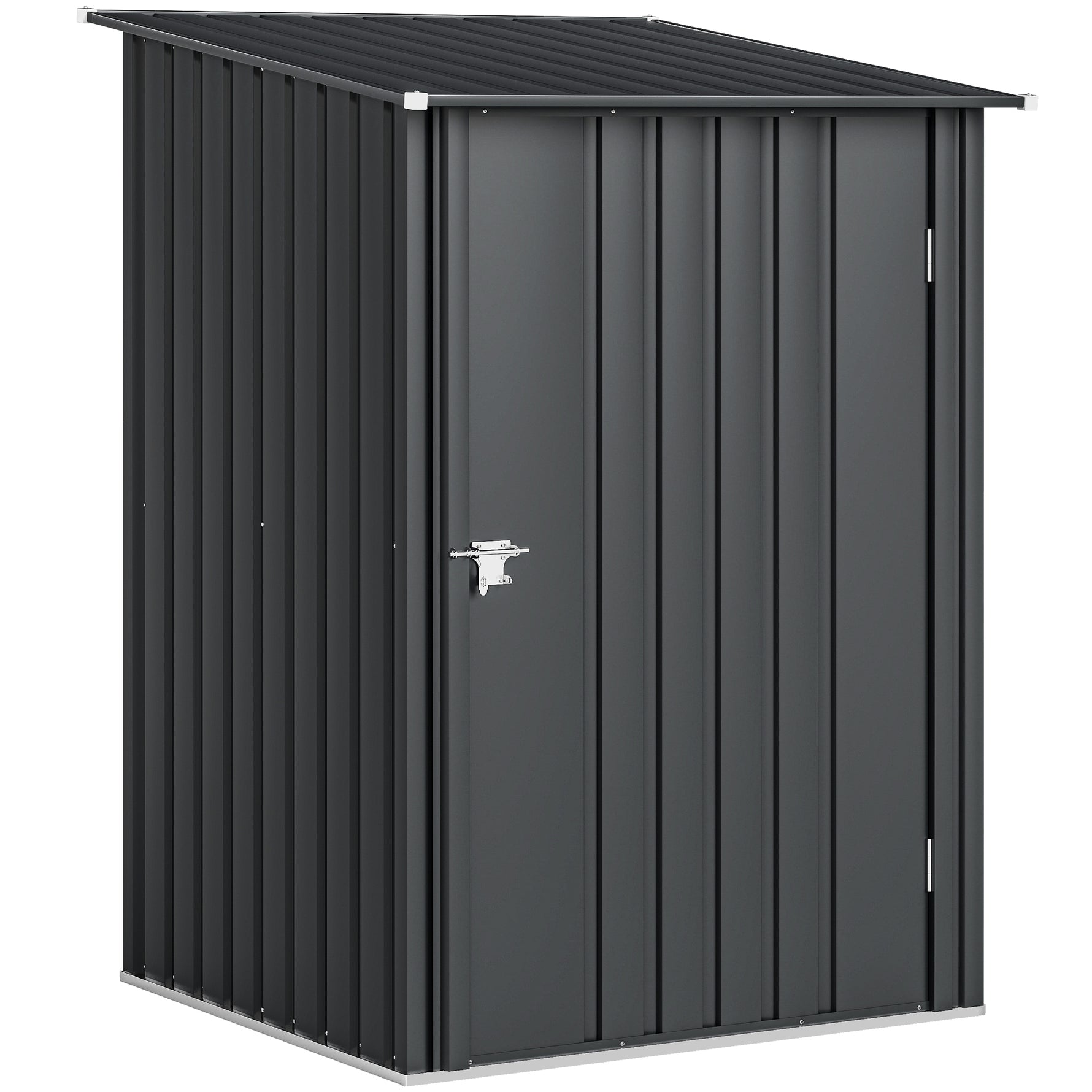 Abri de Jardin en Acier galvanisé 1m², avec Tôle Ondulée, Toit Incliné et Porte Verrouillable, 100x104x160cm, Gris Foncé