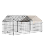 Clôture pour petits animaux cage pour animaux domestiques cadre en métal galvanisé 4 piquets de sol noir et beige