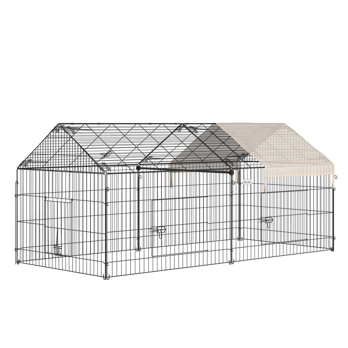 Clôture pour petits animaux cage pour animaux domestiques cadre en métal galvanisé 4 piquets de sol noir et beige