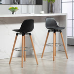 Lot de 2 tabourets de bar, chaises de bar avec dossier et repose-pieds, assise rembourrée, 43 x 43 x 91 cm, noir