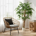 Plante artificielle intérieure 150 cm banian arbre artificiel, pot en plastique et tronc en bois massif, vert
