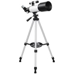 Télescope Astronomique pour Adultes et Débutants 70 mm, 2 Oculaire 40X/16X, Trépied Réglable, 80 x 80 x 135 cm, Blanc
