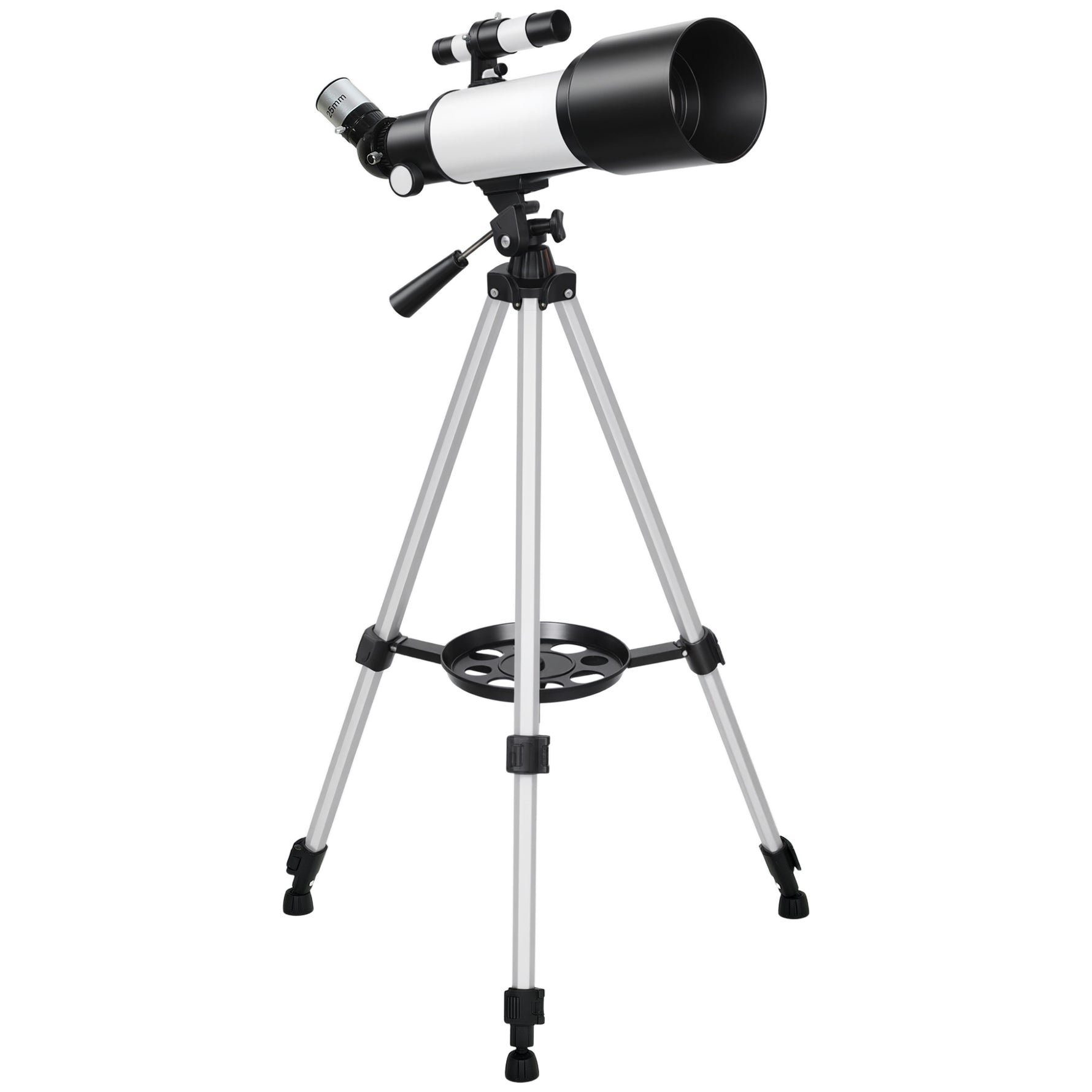 Télescope Astronomique pour Adultes et Débutants 70 mm, 2 Oculaire 40X/16X, Trépied Réglable, 80 x 80 x 135 cm, Blanc