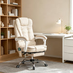 Fauteuil de bureau massant et chauffant, chaise de bureau, hauteur réglable, dossier inclinable, 65x70x111-119cm, crème