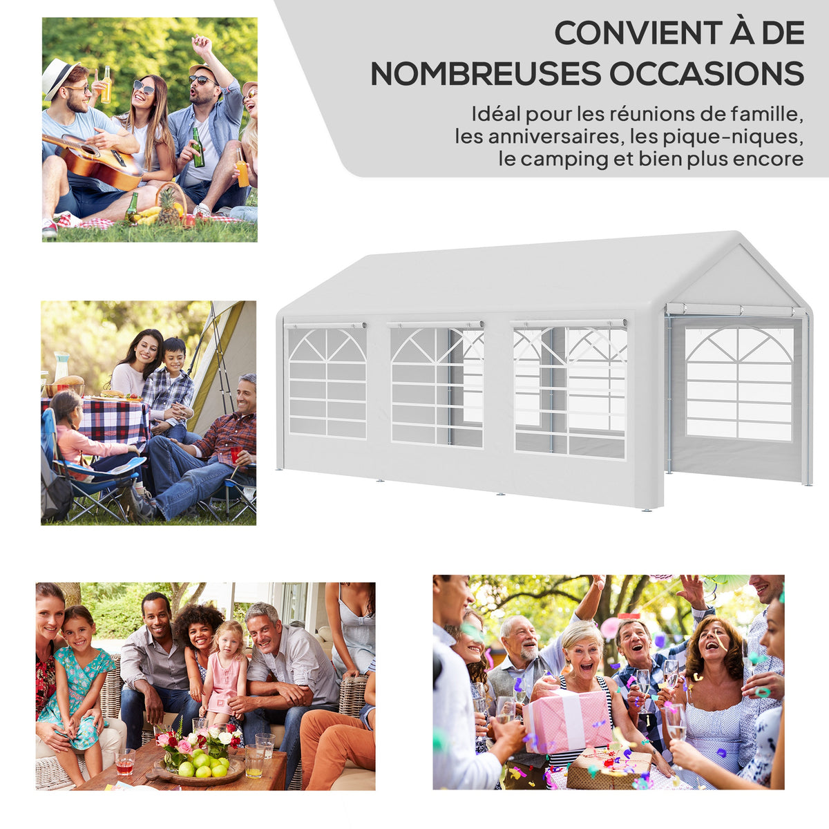 Gazebo da giardino 3 x 6 m tendone per ricevimenti con 4 pareti 3 finestre su ogni lato gazebo per feste matrimonio bianco