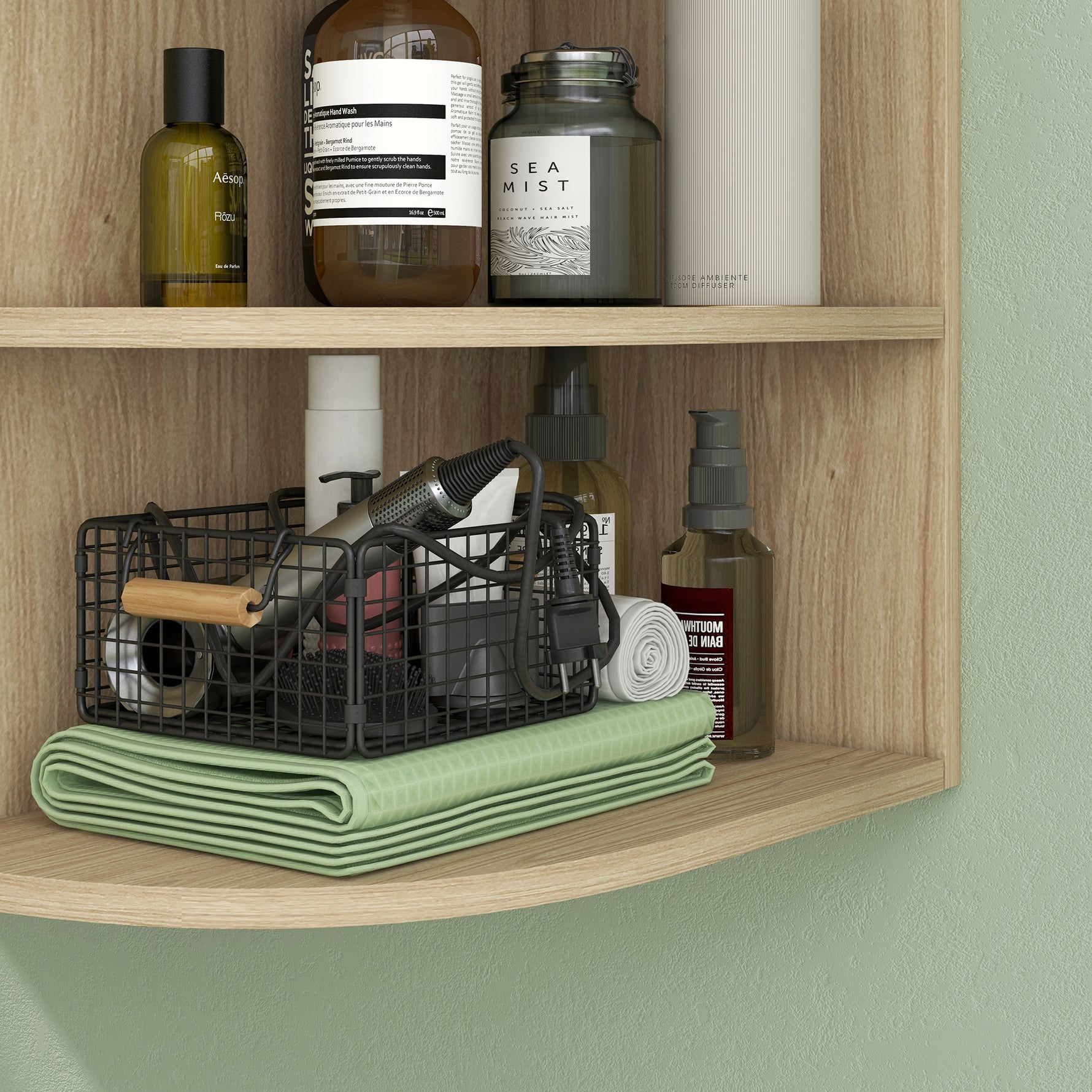 Meuble sous lavabo salle de bain suspendu meuble sous vasque avec tiroirs à fermeture douce et étagères, marron