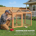 Enclos Poulailler en Bois avec Perchoir et Doubles Portes, Poulailler modulable pour jardin 104 x 70,5 x 84 cm, Orange