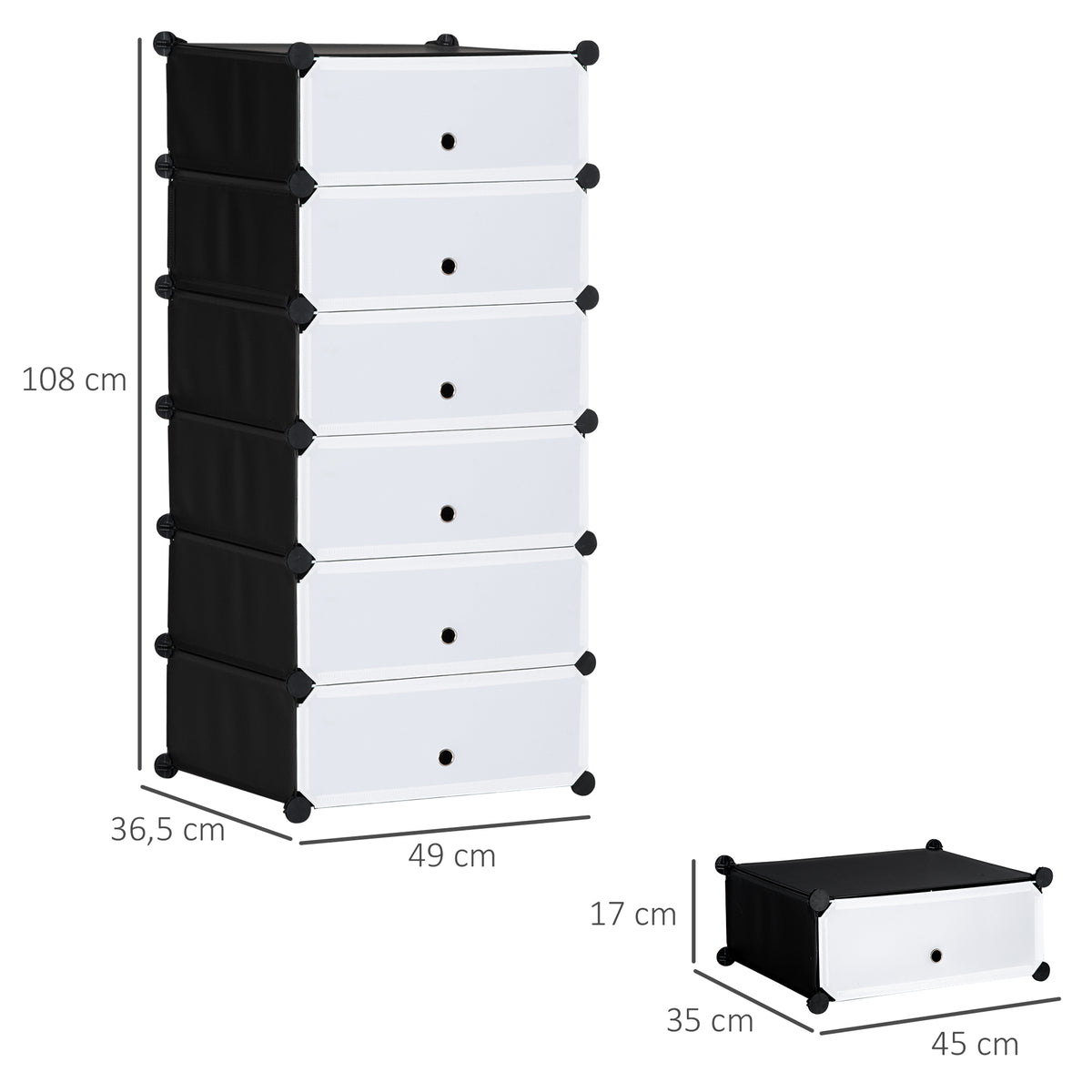 Armoire à chaussures modulable range chaussures meuble de rangement avec 6 cubes rectangulaires empilable en