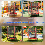 Trampoline Enfant Ø 1,63 × 1,9H m Filet de sécurité Porte zipée Couvre-Ressorts 6 poteaux rembourrés Inclus Rouge