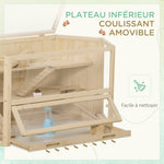 Cage à hamster à 3 niveaux bascules, fenêtres, cabanes, plateau coulissant, 115 x 60 x 55 cm, effet bois naturel