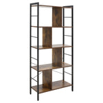 Bibliothèque étagère de rangement à 5 niveaux avec compartiments ouverts 74 x 30 x 157,5 cm brun rustique et noir