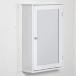 Badezimmer-Wandschrank mit Spiegel - Spiegelschrank - WC-Aufbewahrungsschrank - 1 Tür, 2 Ablagen - Glas MDF Weiß