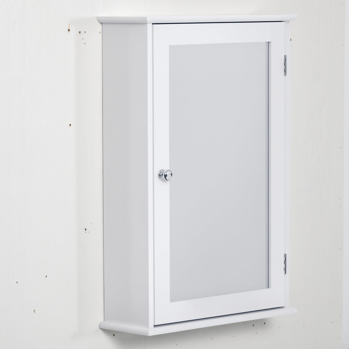 Badezimmer-Wandschrank mit Spiegel - Spiegelschrank - WC-Aufbewahrungsschrank - 1 Tür, 2 Ablagen - Glas MDF Weiß