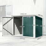 Cache Poubelle Extérieur en Acier Galvanisé pour 2 Poubelles, Double Porte, Couvercle Pneumatique, 180x108x130cm, Vert