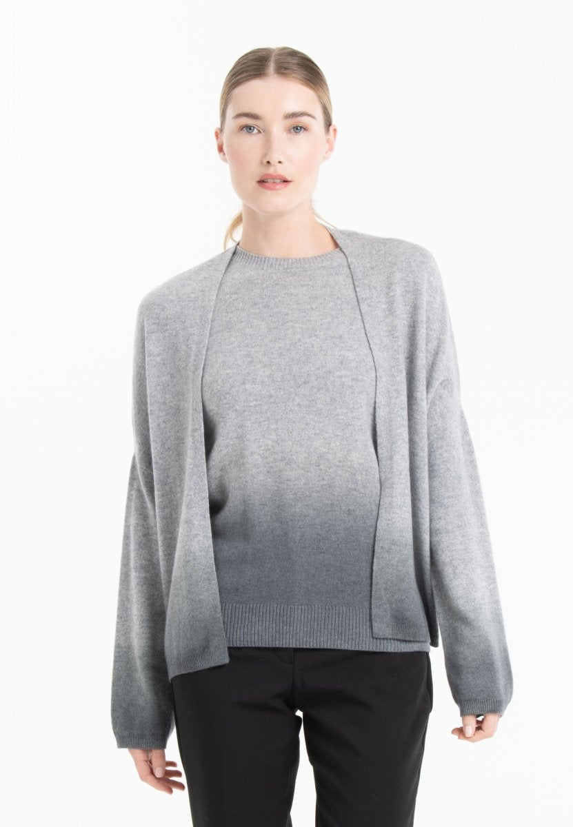 Veste femme en cachemire tie & dye gris clair & gris anthracite - NAMI 12