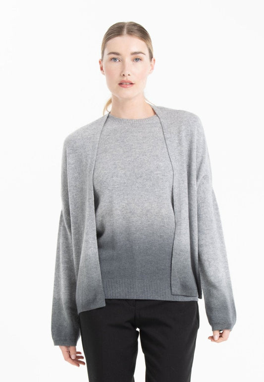 Veste femme en cachemire tie & dye gris clair & gris anthracite - NAMI 12