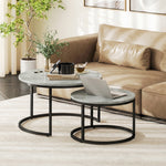 Lot de 2 tables basses gigognes empilable design industriel pieds en métal gris