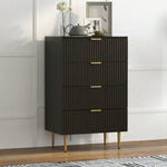 Commode 4 tiroirs commode chambre meuble de rangement moderne avec poignées et pieds dorés, dim. 60 x 40 x 96 cm, noir