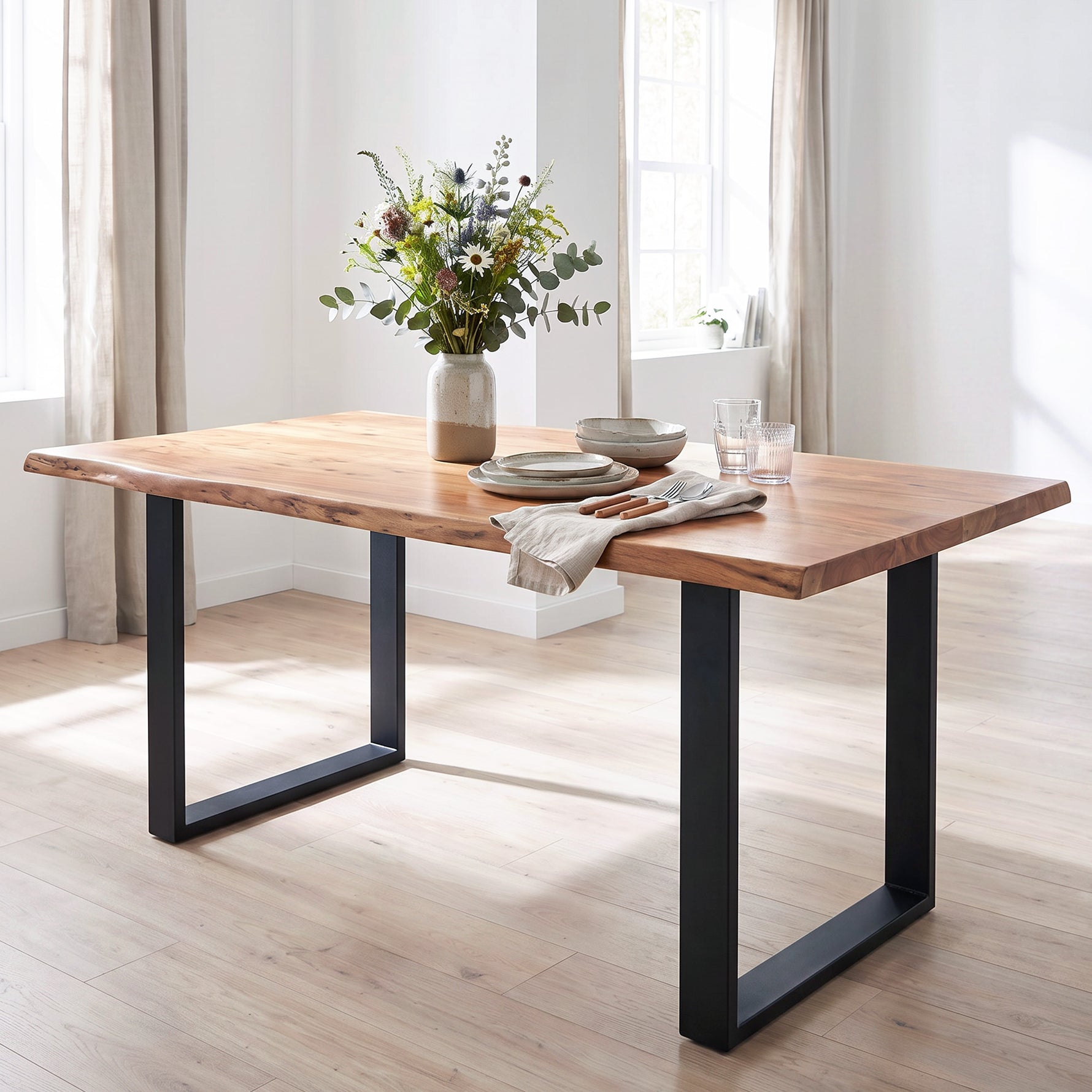 Lot de 2 pieds rectangulaires en acier noir pour table - hauteur 72 cm - design contemporain