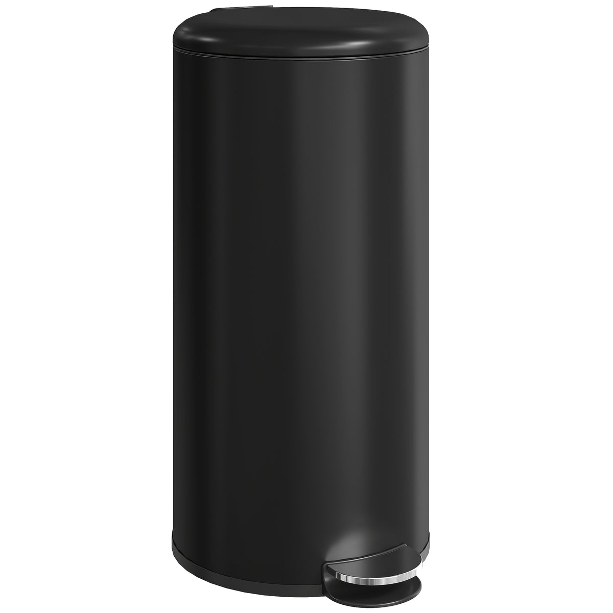 Poubelle de Cuisine 30 L en Métal, Poubelle à Pédale avec Couvercle à Fermeture Douce et Seau Amovible, Noir