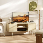 Meuble TV meuble télé pour téléviseur jusqu'à 55 pouces 2 placards et 2 étagères ouvertes 120x34x50cm effet bois naturel