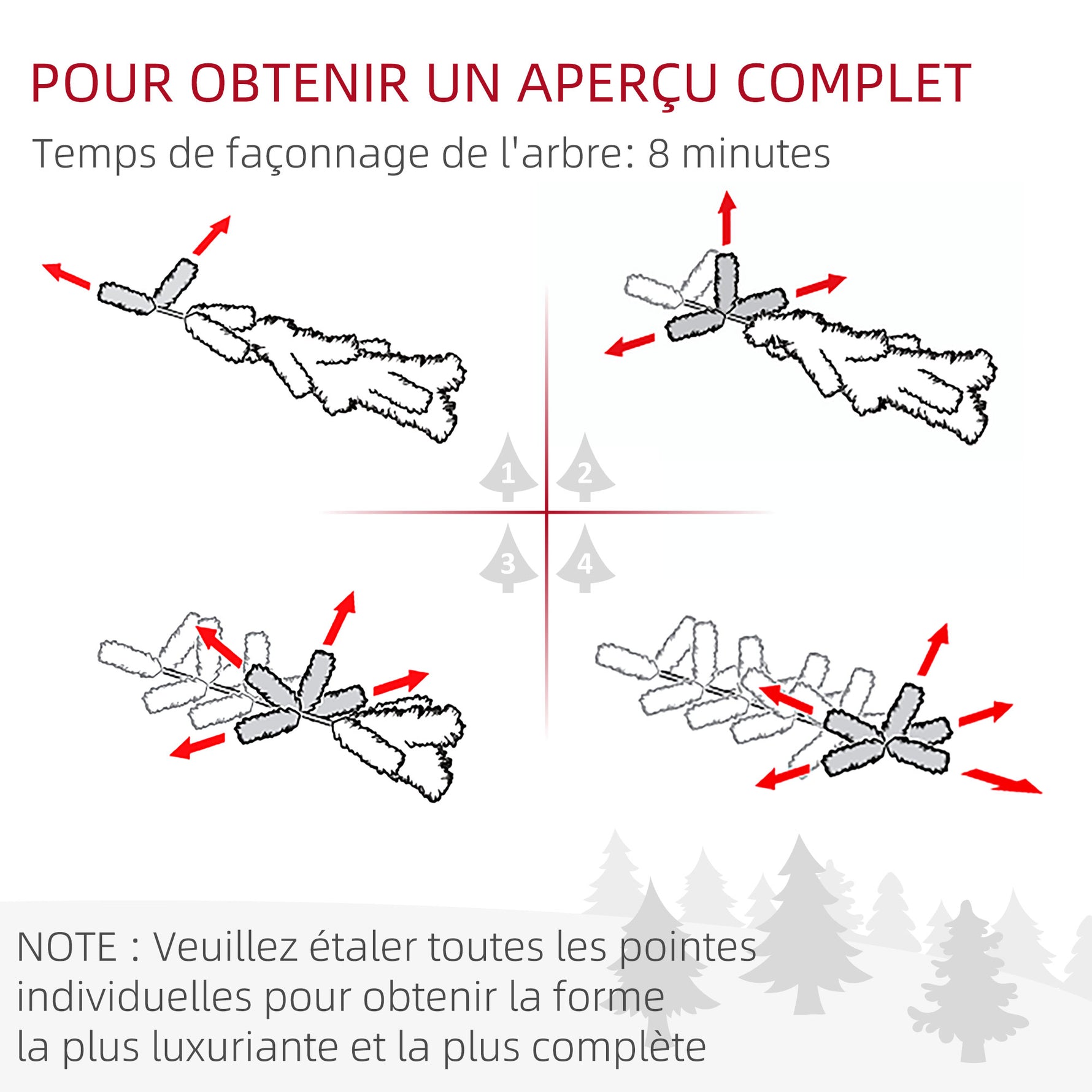 Sapin de Noël artificiel 150 cm avec éclairage LED blanc chaud, 263 branches enneigées, base en métal, réaliste et fin