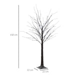 Arbre lumineux LED - décoration lumineuse blanc froid - 96 LEDs - usage intérieur - 150 cm - décoration de noël chambre maison marron