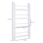 Étagère murale en bois pour livres et magazines, 4 niveaux, 59l x 12P x 113H cm, blanc