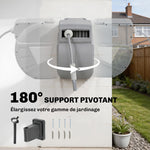 Enrouleur Tuyau Arrosage Mural 20+1,6m x Ø 15mm, Dévidoir de Tuyaux d'Eau Rétractable Automatique Pivotant à 180°, Gris