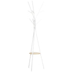 Porte-manteau trépied design contemporain branches étagère + 9 patères dim. 45L x 45l x 180H cm métal blanc