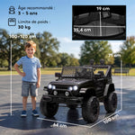 Voiture électrique pour enfants 12V avec télécommande, suspension à 4 roues, phares et klaxon, MP3, vitesse 3-5 km/h, pour 3-6 ans - noir