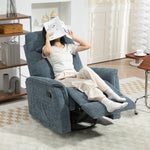Handmatig draaibare relaxfauteuil met uitschuifbare voetensteun, verstelbare rugleuning, blauw