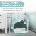 Maison de toilette bac à litière pour chat design maisonnette avec pelle, filtre et tapis dim. 47L x 45l x 42H cm bleu