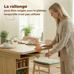 Mesa de comedor rectangular extensible para 4 a 6 personas, mesa de cocina de 110-130 cm, 6 estantes abiertos, madera natural